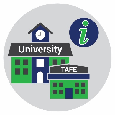 University and TAFE icons with an information icon