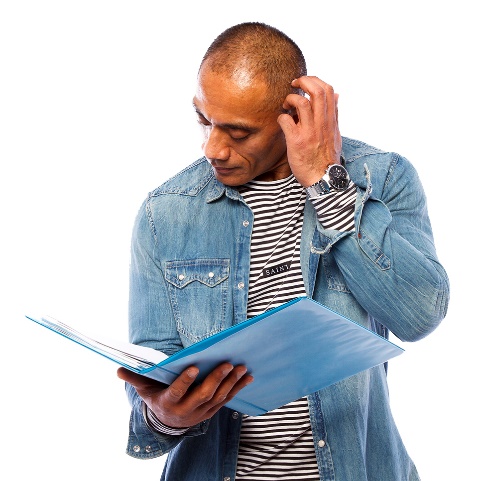 A man looking at a document