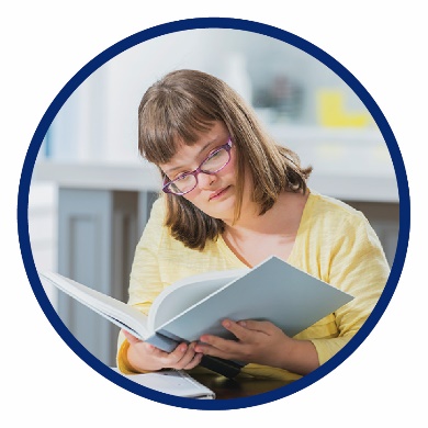 A girl reading a document