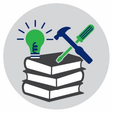 Education icons - a lightbulb icon for ideas, books and a hammer and screwdriver