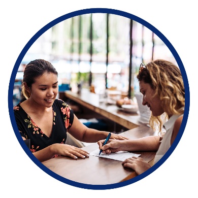 A woman talking to an accountant