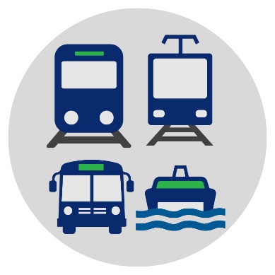 Train, tram bus and ferry icons