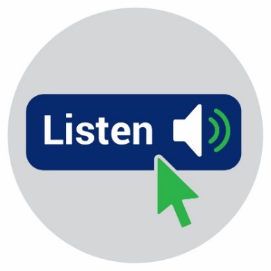 An icon of a listen button being clicked.