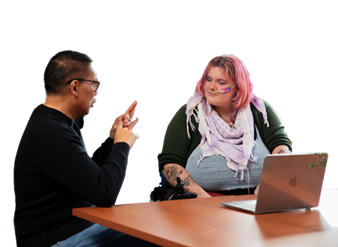 Fay communicating with an Auslan signer