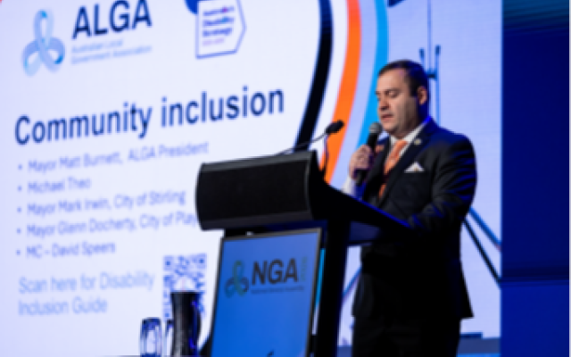Michael Theo, Australian actor, voice over artist and disability advocate, introduces the updated Disability Inclusion Guide for Local Government at the Australian Local Government Association National General Assembly. 